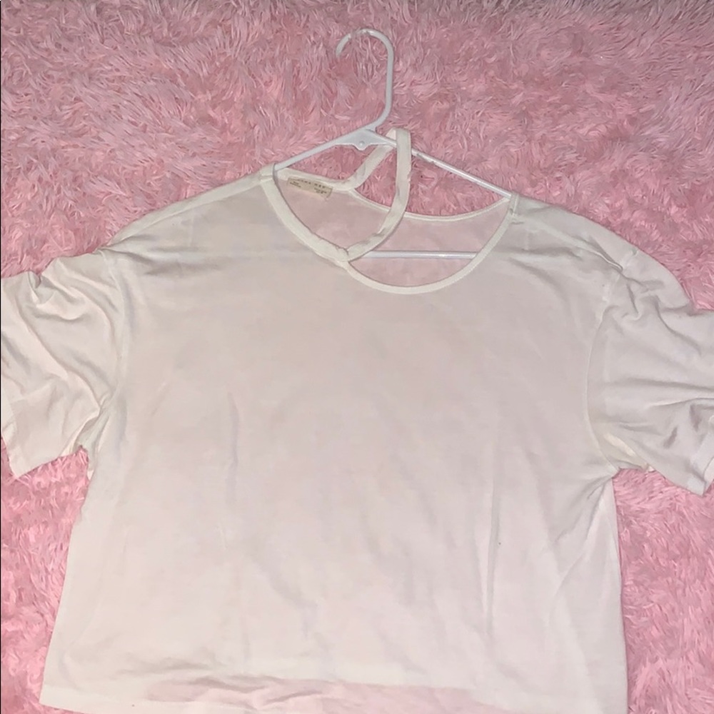 White Zara t shirt with cutouts